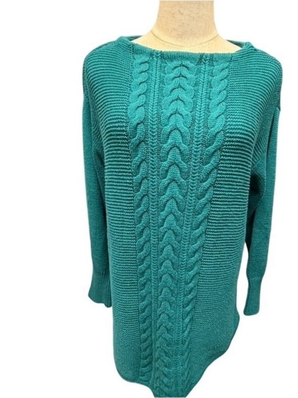 Teal Cable-Knit Women's Sweater Dress